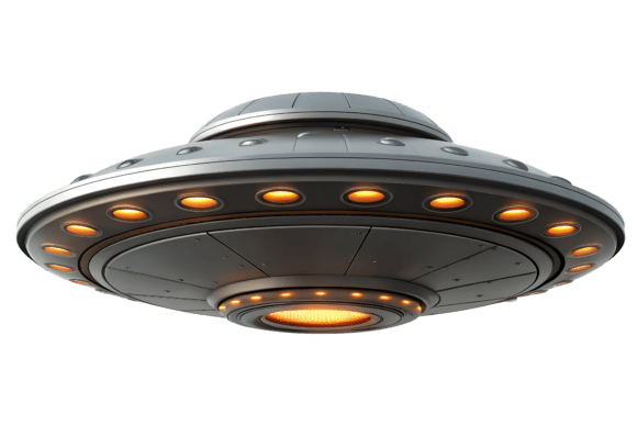Download Futuristic Flying Saucer with Orange PNG - Premium Resources