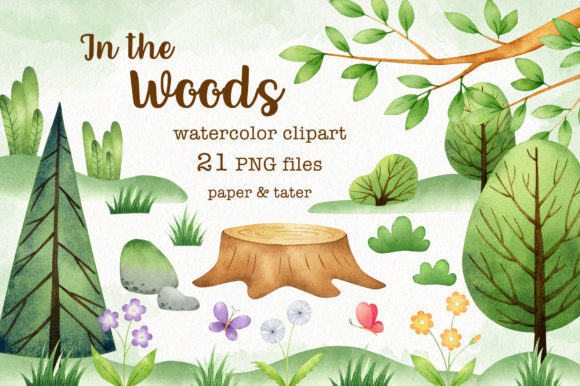 Download In the Woods Water Color Clip Art Set - Premium Resources