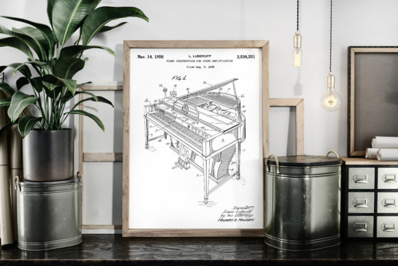 Download Piano Construction 1950 Patent Poster - 1950 Collection