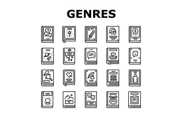 Download Literary Genres Books Collection Icons - Premium Resources